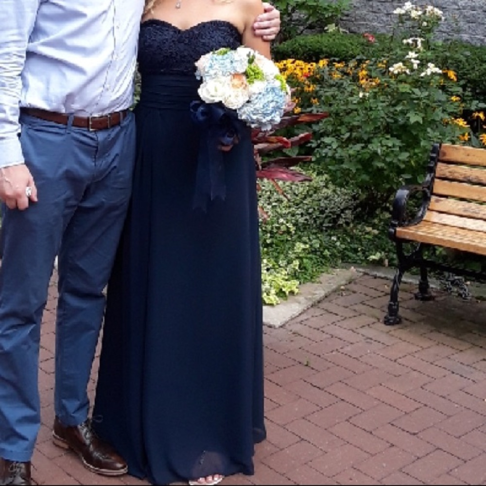 Bill Levkoff style 1145 strapless navy blue